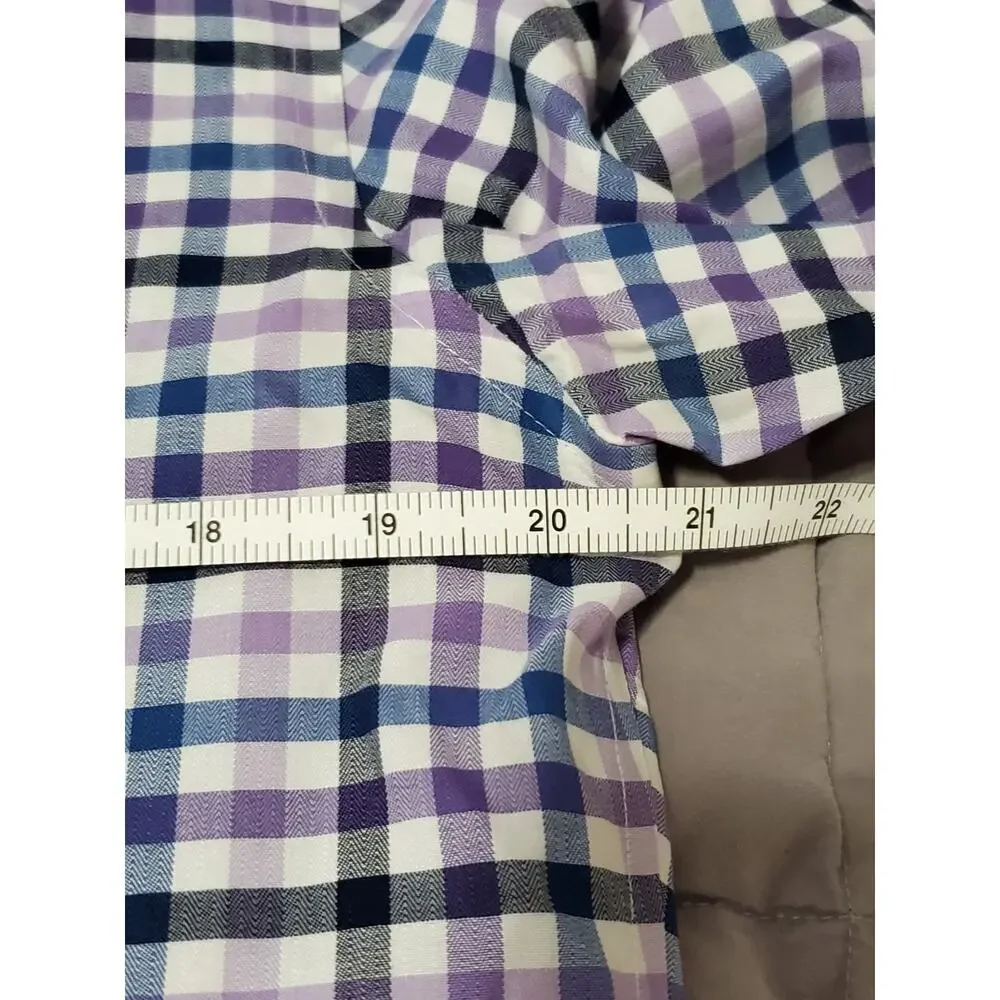 Banana Republic Non Iron Tailored Slim Fit Shirt Mens M Purple Blue Plaid Button